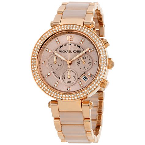 michael kors women's parker watch rose gold|rose gold mk watch women's.